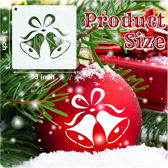 66 Pcs Small Stencils for Crafts Reusable 3 Inch Stencils for Painting on Wood DIY Craft Paint Template for Wall Home Decor Card Rock Canvas Drawing Holiday Ornament(Santa)
