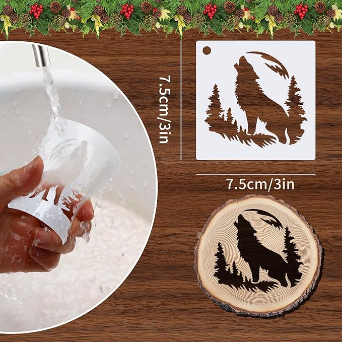 Augshy 56 Pcs Reusable Animal Wildlife Stencils, 3x3 Inch Drawing Templates for Crafts DIY Projects Home Decor Wood Canvas Wall Art Cards