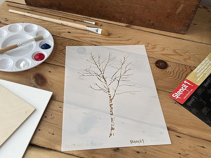 Birch Tree Stencil Durable Quality Reusable Stencils for Painting - Decor on Walls Fabric & Furniture Recyclable Art Craft - 8.5" x 11"