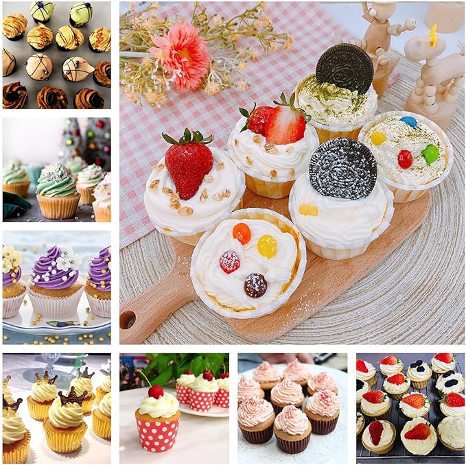 RHBLME 50 Pack Cupcake Boxes 6 Count, 9.3x6.2x2.9 Inch Cupcake Box Half Dozen Cupcake Boxes White Cupcake Containers with Clear Window, 6 Cupcake Box for Cupcakes Muffins Cookies Pastries