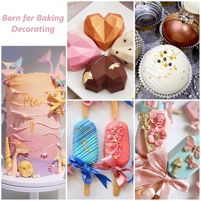 Edible Luster Dust Rose Gold10 Grams, Food Grade Cake Luster Dust Tasteless Dessert Dusting Powders for Baking Cherrysea Food Coloring Powder for Cupcakes, Cake Pops,Fondant,Chocolate, Candy