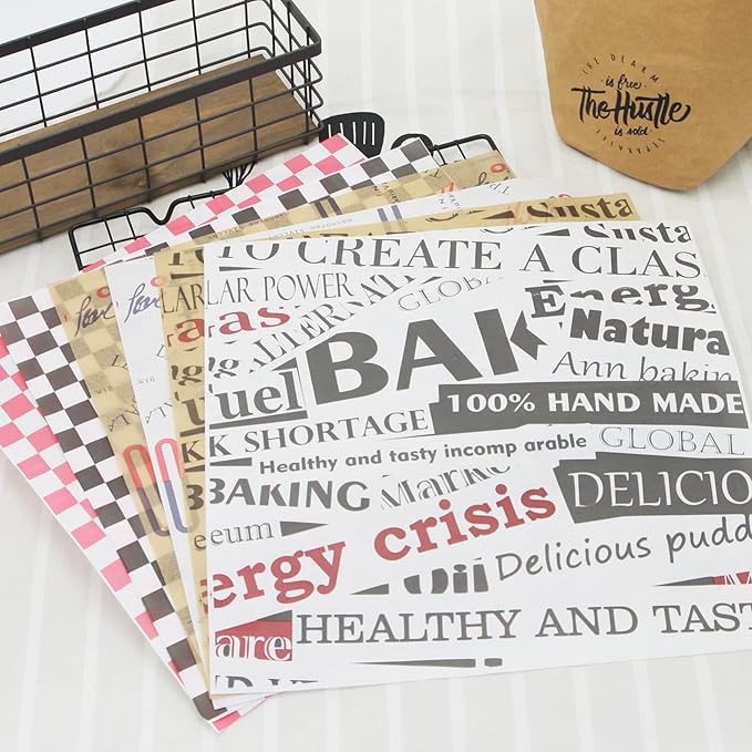Premium Deli Paper 12"x12"- 200 Pack - Water & Grease Resistant, Greaseproof Liners for Food Boats - Pre Cut Deli Sandwich Wrappers - Food Basket Sheets for BBQ, Picnic, Tray Liner