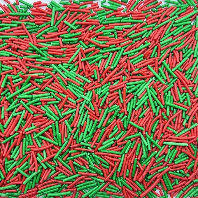 SE Si&Moos Christmas Jimmy Sprinkles Red and Green Jimmies Sprinkles for Cake Decorating Edible Christmas Cake Decorations Edible Crunchy Jimmies for Topping Ice Cream, Cookies, Cupcakes, Dessert Decorating 3 OZ