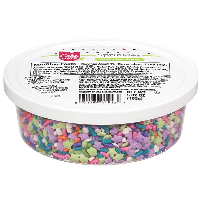 Cake Mate Unicorn Dessert Sprinkles - Unicorn Mix of Sprinkles/Jimmes, Perfect for baked goods, cookies, ice cream, cake, brownies 5.82oz