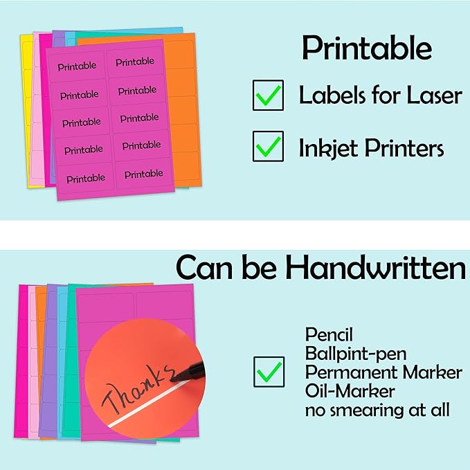 YSHIHE 2" x 4" Colored Labels Stickers, Bright Rose Shipping Address Labels, 24 Sheets, 240 Labels for Laser/Inkjet Printer, Printable Sticker Labels, Permanent Adhesive