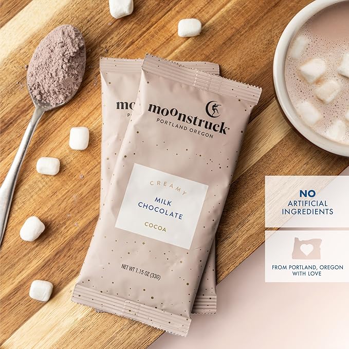 Moonstruck Chocolate Single Serve Hot Chocolate Sampler - 1 Packet of Each Flavor - 6 Packets in Total - 6 Count (Pack of 1)