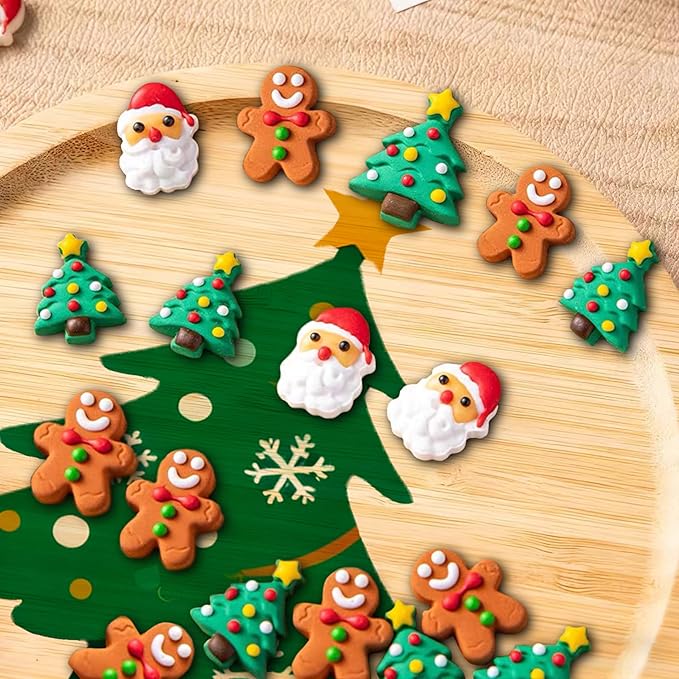Christmas Sprinkles for Baking 16Pcs - 4 Designs Santa, Gingerbread Man, Holiday Stocking, Christmas Tree - Edible Decorations for Cookies, Cakes, Cupcakes, Holiday Desserts