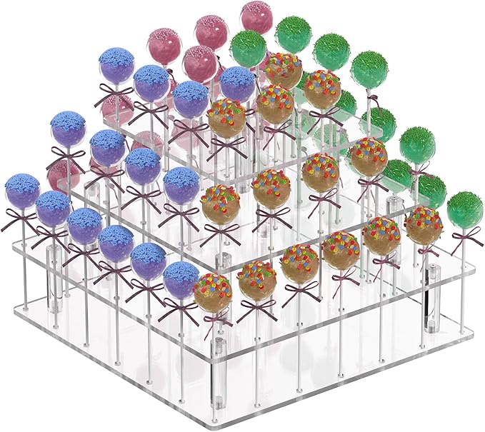 Clear Cake Pop Stand Lollipop Stand Display Cake Pop Holder Tower Acrylic 56 Hole 3 Tiered Candy Tree Holder Popcake Stands for Party Decorating Wedding Events Supplies