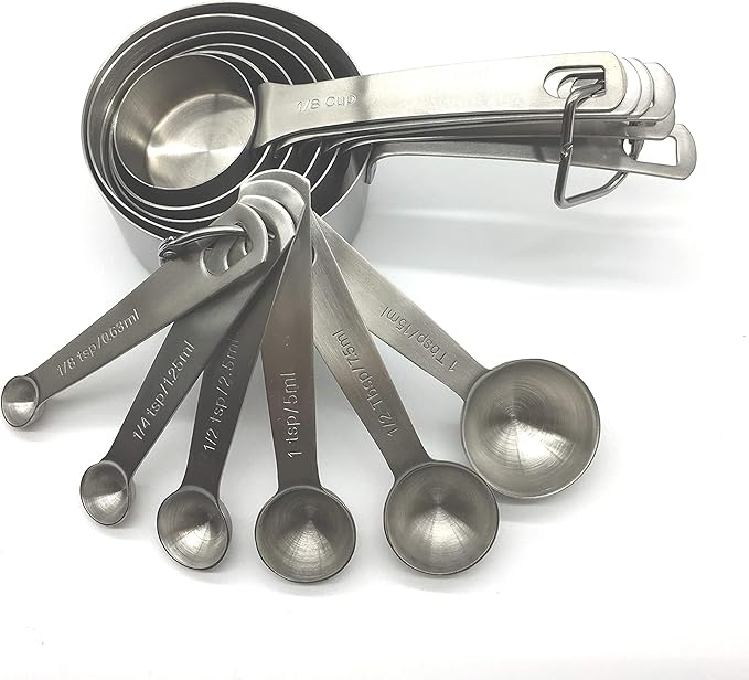 Stainless Steel Measuring Cups and Spoons Set, Heavy Duty 12 pcs set, 6 Measuring cups and 6 Measuring Spoons (1)