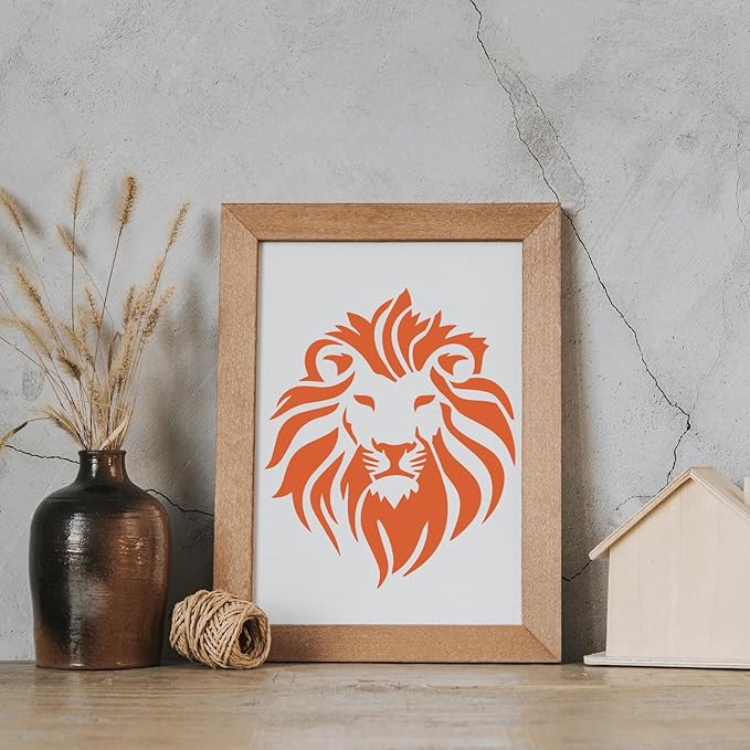 yhslmh Lion Tiger Stencils for Painting on Wood Reusable Animal Spray Paint Stencil for Kids Crafts Canvas Furniture Wall Drawing Card Making Pattern Decorative (Lion Tiger)
