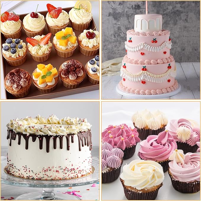 5Pcs Large Piping Tips Set Food Grade Stainless Steel Cake Decorating Tips Frosting Piping Kit for Cupcakes Cake Pastries Cookie Decorating Supplies Baking Set Tools (1A 1E 1C 9FT 356)