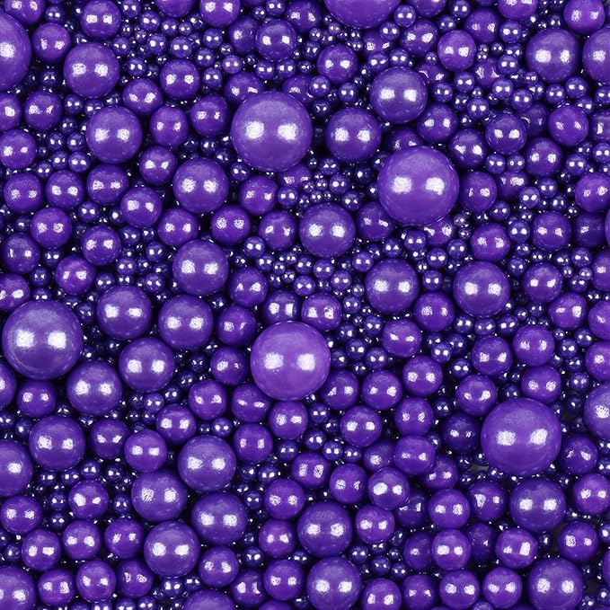 Purple Sprinkles for Cake Decorating 3.5 Ounces, Edible Sugar Pearls Cupcake Topper, Cookies, Ice Cream Toppings Cake Decorations for Wedding Party