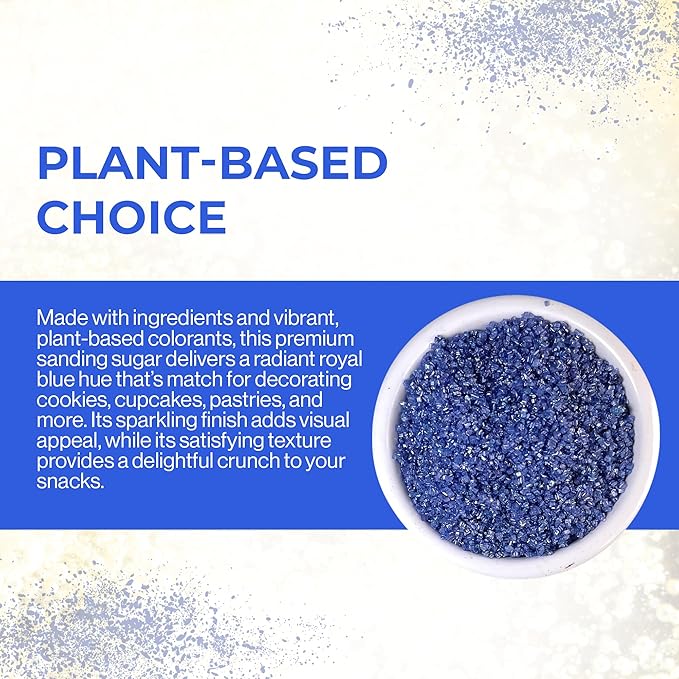 Ultimate Baker - Sanding Sugar, Royal Blue - Vibrant, Naturally Colored Baking & Decorating Sugar, Perfect for Sprinkling on Cakes, Desserts & Ice Cream, Medium Crystal - 16oz
