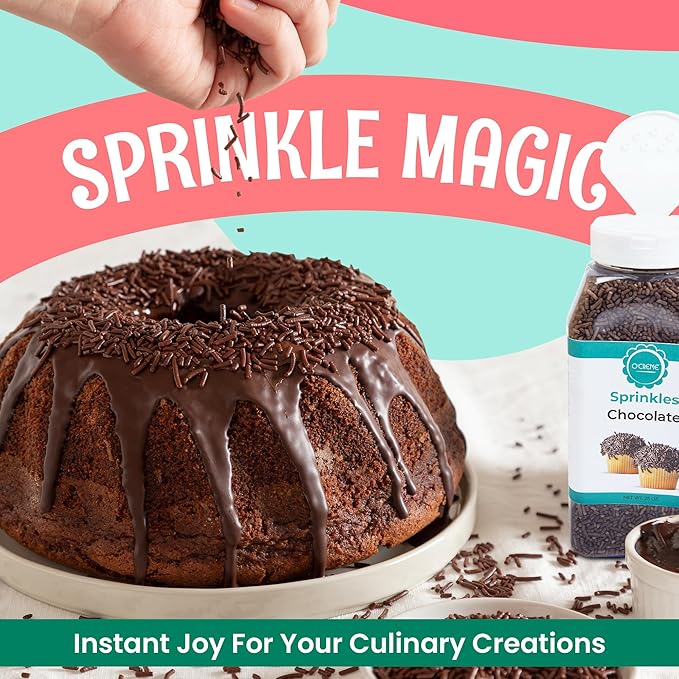 O’Creme Chocolate Sprinkles – 25oz Sprinkles for Cake Decorating – Kosher Pastel Sprinkles for Cupcakes, Cookies, Cakes, Ice Cream – Easy-Pour Jar