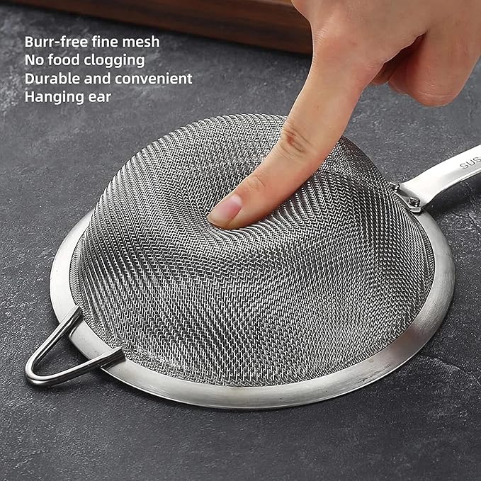Flour Sifter Stainless Steel Round Sifter for Baking Cake Bread Colanders and Food Strainers