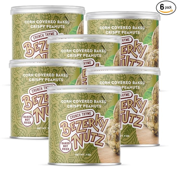 Bezerky Crispy Cracker Nuts | Baked Corn Coated Peanuts | Mixed Herb | Crunchy Corn Snack | Lebanese Kri Kri Nuts | 7 oz (Pack of 6)