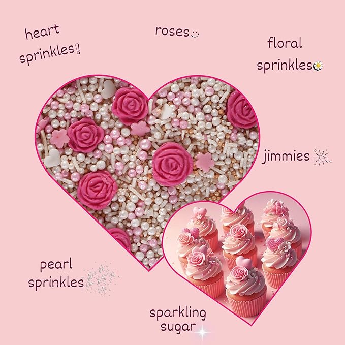 Confect Pink Butterfly and Pearl Sprinkle Mix, Edible Cake Topping for Cupcakes, Cookies, Desserts – Celebration Baking Decoration – Vegan, Gluten-Free, Nut-Free, Soy-Free, Dairy-Free , Handcrafted Sprinkle – 4.2 Oz