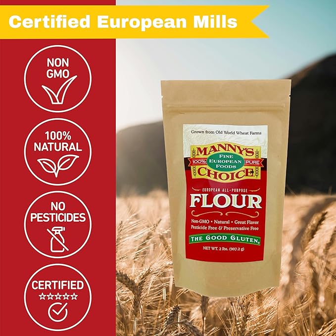 Manny's Choice Natural All Purpose Unbleached Italian Artisan Wheat Flour Type 0 for Baking 5 lb (Pack of 2) 10 lb Total | Bread Flour | Cake Flour | Pizza Flour | Pasta Flour | Pastry Flour