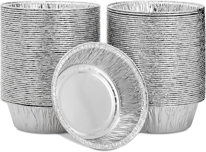Juvale Mini Pot Pie Pans - 100 Pack, 5 In, Silver Aluminum - Disposable Aluminum Foil Pans & Tins for Pot Pie Baking, Quiche & Tarts, Oven & Freezer Safe