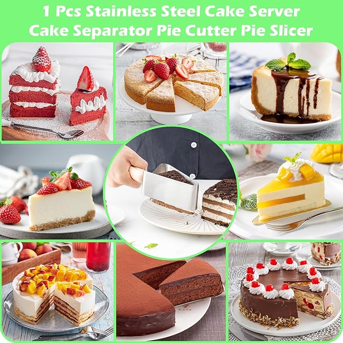 Suuker Cake Cutter, Stainless Steel Cake Knife and Server with Double Handle, Adjustable Cake Slicer for Cake Server, Pie Server, Cake Cutting Set for Wedding