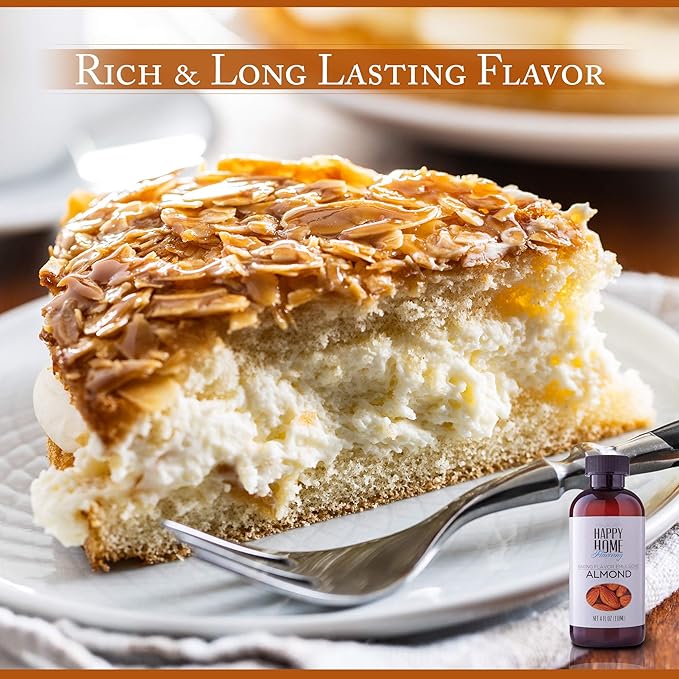 Happy Home Flavoring Natural Almond Baking Flavor Emulsion - Certified Kosher, 4 oz.