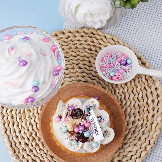 Pastel Sprinkles for Cake Decorating, Pink Purple Blue White Sprinkles Mix Jimmies, 150g/5.3oz, Confetti for Baking, Cookies, Cupcake, Ice Cream Toppings, Celebrations Wedding Shower Party Christmas Supplies