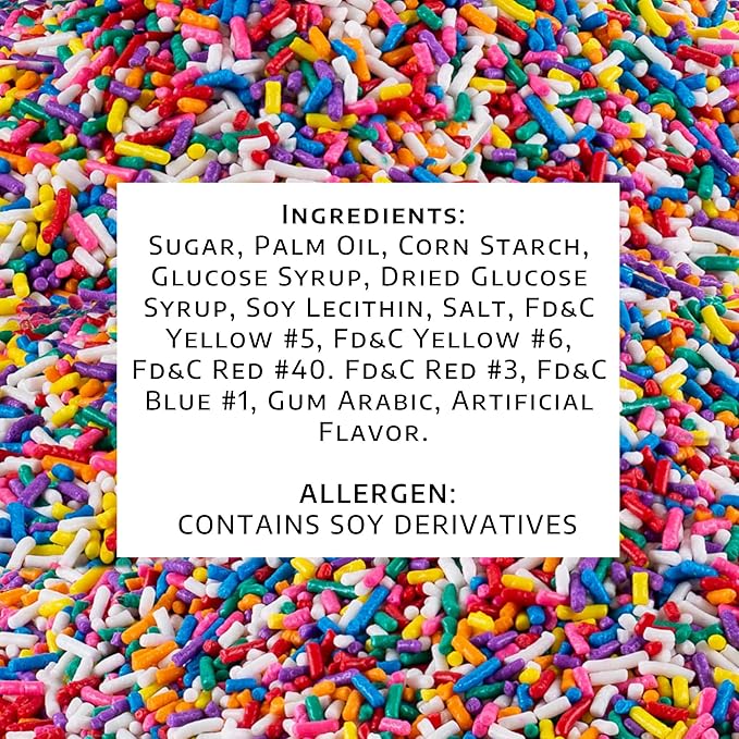 Rainbow Sprinkles | Bulk Sprinkles Rainbow Jimmies-1.5 LB in Resealable Container | Sprinkles for Cake Decorating, Ice Cream Toppings & Baking | Nut-Free, Gluten Free & Lactose Free | Stern’s Bakery