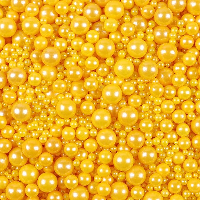 Yellow Sprinkles for Cake Decorating Edible Easter Sugar Pearls Mixing Sizes for Cupcake Topper Cookies Ice Cream Toppings Cake Decorations for Party Celebrations 3.5 Ounces