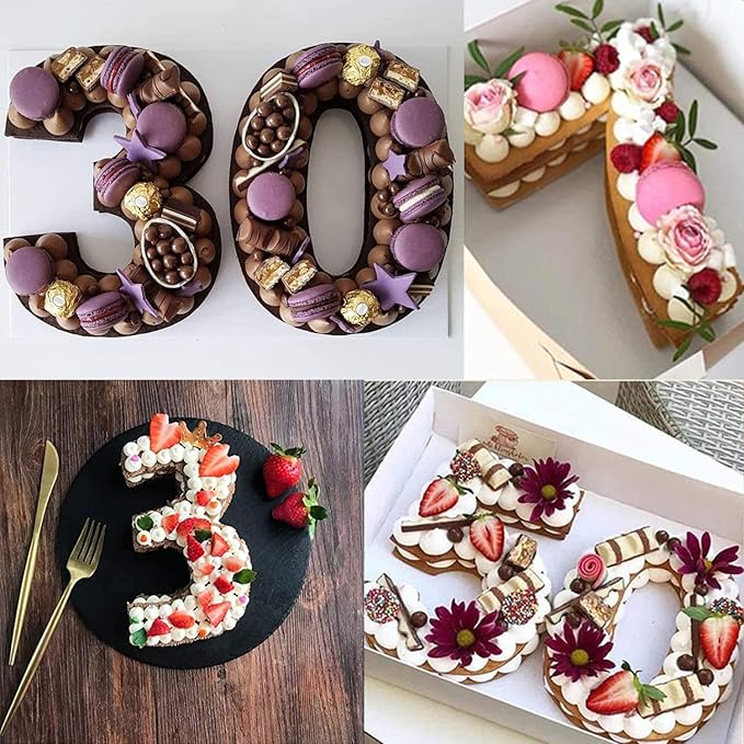 Ducodocu Silicone Number Cake Pan Large 3D Number Cake Mold Baking Forms Novel Cake Tins DIY Baking Mold for 3/30th Birthday Wedding Anniversary 10 inch Number of 3&0, 2 Pack