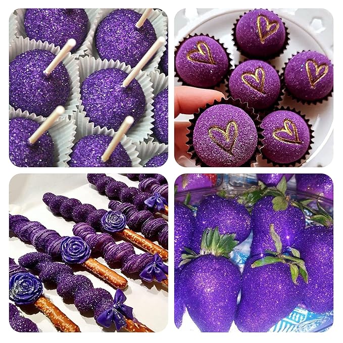 Purple Edible Glitter Spray - 15g Food Grade Purple Luster Dust Shimmer Powder Spray for Cakes, Cookies, Chocolate, Strawberries, Drinks & Cocktails
