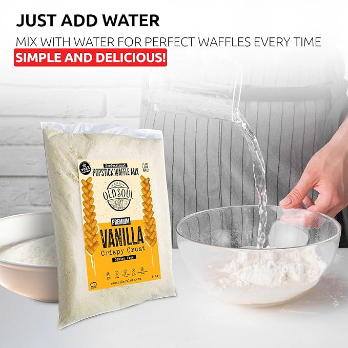 OldSoul Professional Popstick Waffle Mix | Stick Waffles Dough Mix | 10 Lbs | Vanilla Flavor | 224 Waffles (10 Lbs, Gluten Free)