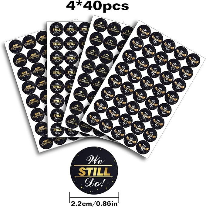 We Still Do Round Candy Sticker - Wedding Anniversary Party Favors Sticker Labels Fit Chocolate Candy（160 Pieces）