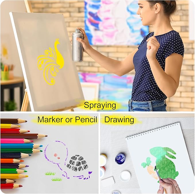 66 Pcs Small Stencils for Crafts Reusable 3 Inch Stencils for Painting on Wood DIY Craft Paint Template for Wall Home Decor Card Rock Canvas Drawing Holiday Ornament(Animal)