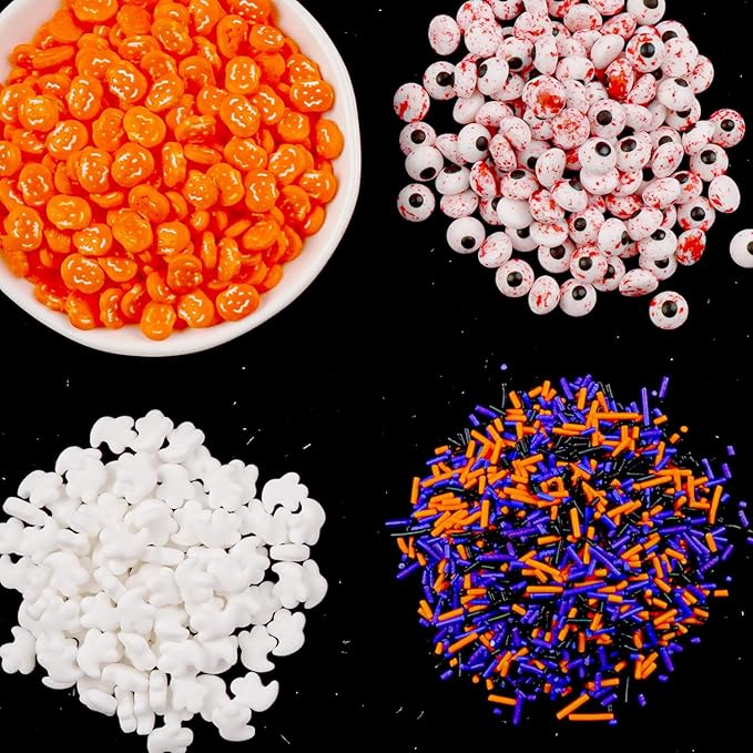 Halloween Sprinkles for Cake Decorating, Edible Candy Eyeballs, Pumpkin Sugar Sprinkles Mix, 160g/5.64oz, Perfect for Cake Decoration, Cupcake Decorations Cookies Toppings