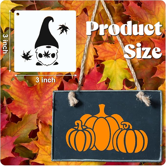 66 Pcs Small Stencils for Crafts Reusable 3 Inch Stencils for Painting on Wood DIY Craft Paint Template for Wall Home Decor Card Rock Canvas Drawing Holiday Ornament(Autumn)