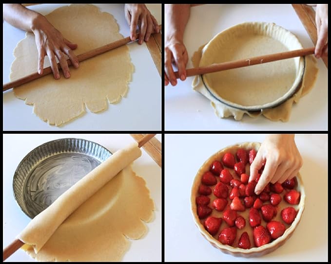 Rolling Pins for Baking Pizza and Dough, Hardwood Sturdy Handle Pasta Roller, Pizza Rolls Dough Roller, Kitchen Utensil Tools (23 in x 0.74 in)