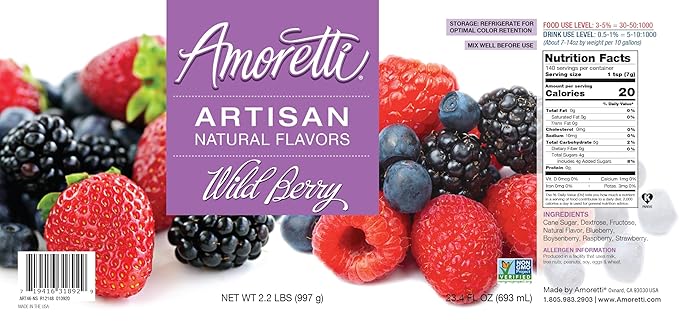 Amoretti - Natural Wild Berry Artisan Flavor Paste, 2.2 lbs, Perfect For Ice Cream, Beverages, Cakes, and more, Preservative Free, Vegan, Gluten Free, No Artificial Sweeteners, Highly Concentrated