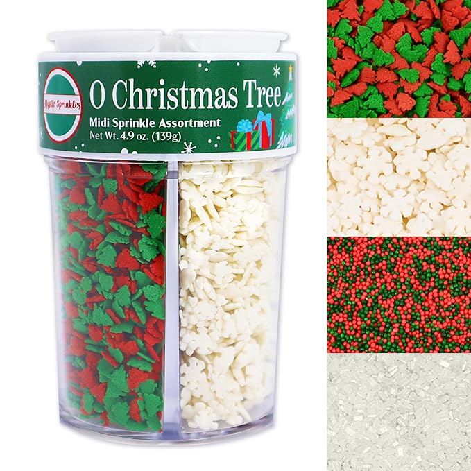 Mystic Sprinkles 4 Cell Sprinkle Assortments (O Christmas Tree, Midi)