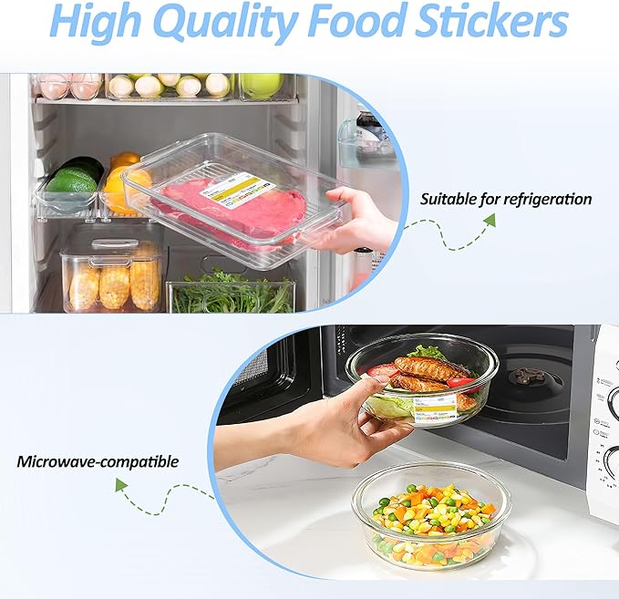 Restaurant Quality Shelf Life Food Rotation Labels Vinyl, 2” x 3” Self-Adhesive Removable Freezer Food Labels, Perfect for Reusable Containers, Easy to Remove, Food Safety Date Sticker (3 PCS)