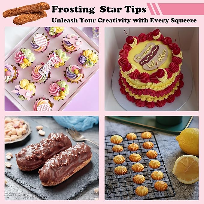 3 Pieces 6B Large Churro Icing Tips and Piping Bags,Frosting Icing Tip for Cake Decorating,6B Large Star Tips and 20 Disposable Piping Bags,Stainless Steel CupCake Star Tip for Churros