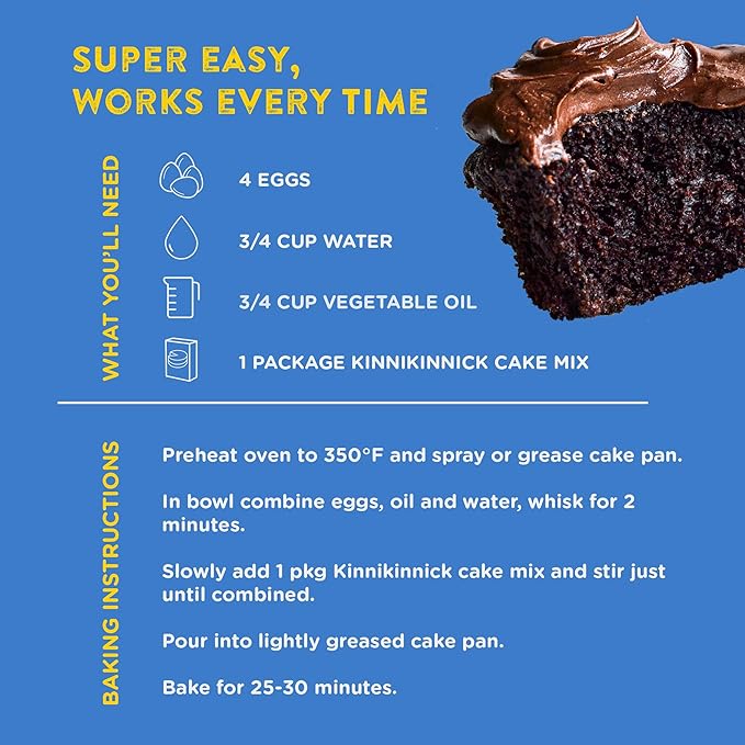 Kinnikinnick - Chocolate Cake Mix - Gluten Free, Allergy Friendly Cake Mix - 17.6 oz. Box