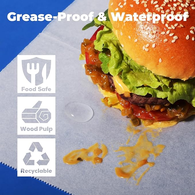 Fit Meal Prep [500 Pack] 8 x 10.75" Wax Paper Sheets for Food, Interfolded Precut Deli Pop Up Grease-Proof Sandwich Paper Wraps, Waterproof for Lunch, Food Basket, Microwave Cover, BBQ