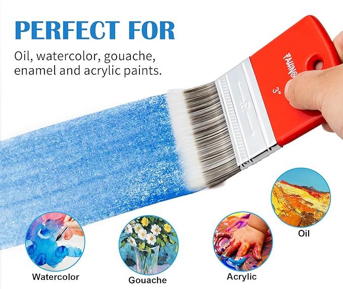 Falling in Art Flat Paddle Paint Brush, Scale Brush for Oil and Acrylic Paints,2 Inch