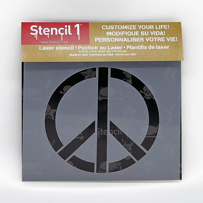 Stencil1 Peace Sign Stencil – Reusable Winter Template for DIY Crafts, Holiday Decor, Painting on Wood, Fabric, Cards & More - 5.75" x 6"