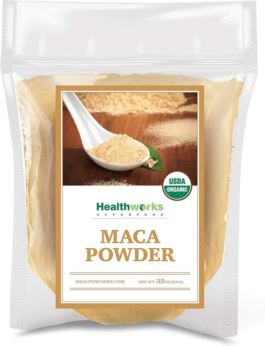 Healthworks Superfoods Organic Maca Powder Raw - 32 Oz / 2 Lbs - Certified Organic Flour Use - Keto, Vegan & Non-GMO - Premium Peruvian Origin - Breakfast, Smoothies, Baking & Coffee - Antioxidant