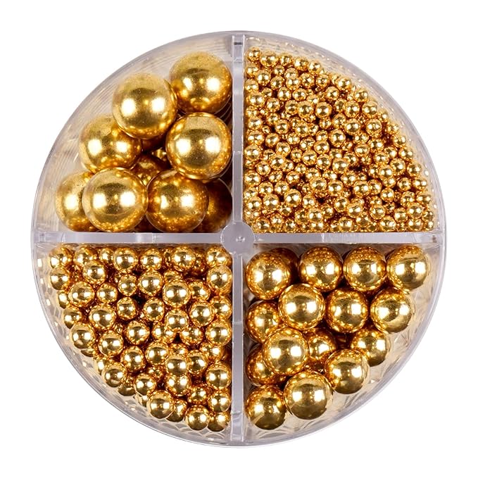 Dazzjoy Edible Gold Pearl Sprinkles, Sugar Pearl, Food Grade, Edible Pearls for Cake Decorating, 150g/5.29oz, Gold Cake Decoration & Cupcake Topper, Wedding Party Halloween Supplies