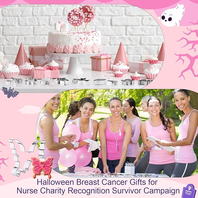 9 Pcs Thanksgiving Stainless Steel Cookie Cutter Bulk Pumpkin Butterfly Ribbon Dove Boxing Glove Reusable Cookie Cutters for DIY Baking Baby Shower Team Breast Cancer Awareness Campaigns