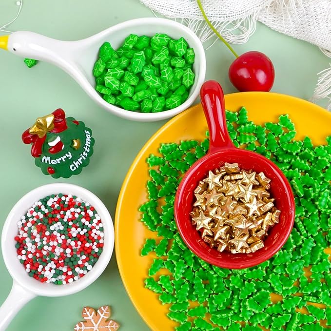 Dazzjoy Christmas Edible Sprinkles, Gold Star Sprinkles for Cake Decorating, 150g/5.29oz, Mix Shape, Nonpareils & Leaf Sugar for Decorating Cookies, Cake Decoration & Cupcake Topper