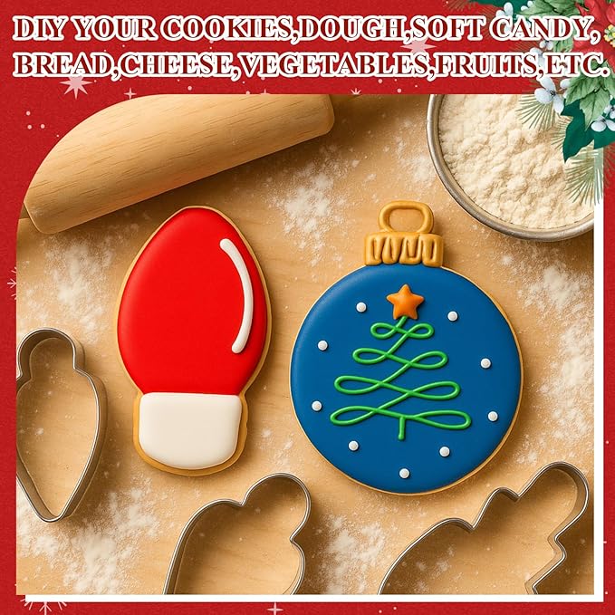 2 Pcs Large Cookie Cutters 8" Extra Large Ornaments Stainless Steel Giant Cookie Cutter for Holiday Baking