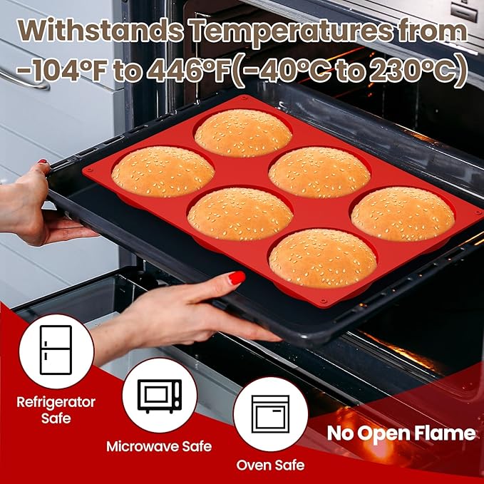 Redfly Silicone Egg Molds for Breakfast Sandwiches 3 Pcs, Non Stick 4 Inch Egg Bites Baking Pans, Jumbo Silicone Muffin Pans for Baking, Round Muffin Top Pan for Whoopie Pie Pan, Hamburger, Fruit Tart